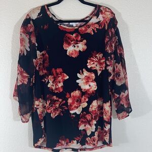 Ava James Floral Woman Blouse Size 2X